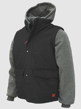 TOUGH DUCK Men's I8A2 Duck Zip-Off Sleeve Jacket Size M In Black